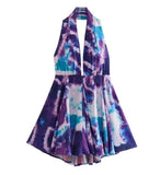 Women's Explosive Print Collar With Bare Back Hanging Neck