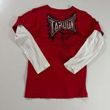 Street Trendy TAPOUT Printed T-Shirt Fake Two-Piece Blouse Casual Hip-Hop Long-Sleeved