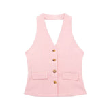Back Collar Vest 8364532 Pleated Wide Leg Trousers 8365532