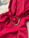 Vintage V-Neck Wide Leg Jumpsuits Women Elegant Red/Green/Orange Sleeveless High Waist Romper With Belts New Fashion