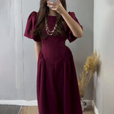 Women's Clothing 2025 Autumn New Bubble Sleeve With Fashion Temperament Dress Dress