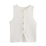 Women's Clothing Explosion Three-Color Round Collar Knitted Sleeveless Vest