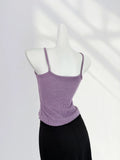 Zingj Bird Handmade Crochet Purple Flower Sling Vest Female Summer Outside Wear Summer Dopamine Top