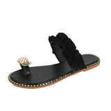 Size Large-Size Women's Shoes 2025 Summer New Pineapple Water Drill Cool Slippers Women Wear Flat Beach