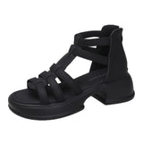 Sole Temperament Sandals Women 2025 Summer New Fashion Soft Sole Back Zipper Fairy Wind Roman