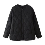 Women's Clothing New Casual Lingge Collar Quilt Loose Cotton