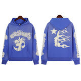 Printing Leisure Retro Tide Card Loose Hooded Sweaters For Men And