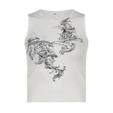 Embroidery Grunge Print Street Tank TopOutfit