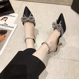 Women's Sandals Summer New Pointed Bow Fashion Sandals Bao Head Drill Fine And 4142 Yards Sandals