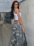New Camouflage Straight-Tlens High-Waisted Trousers With Thin Sleek Casual Personality Hot