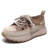 Layer Of Cowhede Thick-Soled Shoes Women 2025 Spring And Summer New Comfortable Casual Shoes Hollow