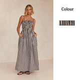 Zingj Spring / Summer Striped Print Rubber Band Sexy Hem Slip Dress