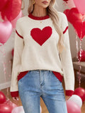 Autumn And Winter Hot Sweater Women Hit The Color Love Peach Collar Knitted Jersey Valentine's