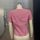 Short-Sleeved Plaid Shirt Top Spring And Summer Women's