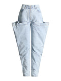 Zingj Winter New Korean Version Structural Trend Fashionable Straight Leg Jeans Women's High Waist Loose Thin Casual