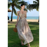 Zingj Shot Sweet Spicy Wind Fried Street Dress Summer New Dew Back Sling Dress Beach Beach Holiday Wind