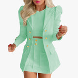 Spring And Autumn Women's New Fashion Suit Temperament Lattice Casual Skirt Suit Two