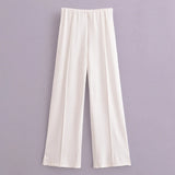 New Double-Sided Round Collar Blouse 3641859 Elastic Casual Trousers
