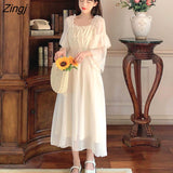 New Dresses Women Summer Mesh Soft Lace Sweet High Waist French Fresh Girls Elegant Womens Lining Robe Leisure