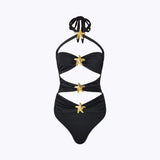 Sexy Hollow Strap One-Piece Swimsuit Woman 2025 New Swimsuit Half-Body Skirt