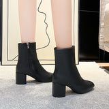 Version Of The British Wind Plus Short Sleeker Boots Woman's Head Thick And Side Zipper Round Head Martin Boots