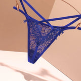 Sexy Embroidery Cross-Band Incognito Thin Lace Tone Transparent Low-Rise Hollow