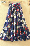 floral print chiffon skirts women Sprint Summer korean A line Pink streetwear high waist ladies midi
