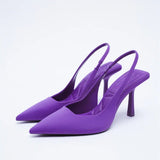 2025 New Pointed Thin Heel Single Shoes Behind The Empty Bag Head Sandals High Heel Shoes Green Women