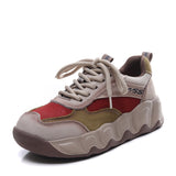 Layer Cow Skin 2025 Autumn New High Soft-Soled Soft-Sided Casual Sports Women's Shoes Old Dad Shoes Round