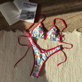 2025 New Women's Split Leopard Print Sexy Swimsuit Women's Triangle Strap Swimsuit