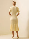 Design Single-Drip Buckle Dress Knitted Dress Female Senior Folding Dress Simple Elegant
