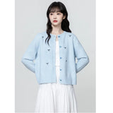 Round Collar Knitted Cardigan Women 2025 Spring And Autumn New Loose Design Thin Sweater Coat Short