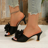Summer New Large-Size Women's Shoes Fashion Flowers High-Heeled Slippers Women's Cool