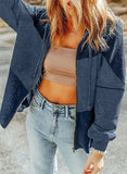 Color Hooded Jacket Woman Autumn New Retro Water Wash Long-Sleeved Topess