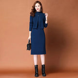 Knitted Dress In Autumn And Winter 2025 Two Sets Of Women's Long Thin Temperament Inside The Bottom Sweater