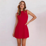 Spring And Summer New Sleeveless Dress Solid Color Collar Temperament Body-Clad Hip