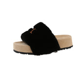 Bottom One-Word Furry Slippers Women Wear 2025 Autumn New One-Legged Fairy Thick Cotton