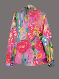 Lady Collar Shirt Flower Print New Shirt Women Loose Fashion