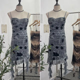 Shooting Sexy Sling Dress Girl Summer Babes Thin With Chest Cushion Lotion Side Ribbon Mesh Vest Dress