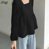 Women Pure Color Sweet Style Loose Design Autumn Student Dating Simple Mujer Schoolgirl Ulzzang All-match Hot Sale