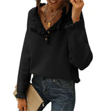 And Autumn 2025 New Women's Knitted Top Casual Long-Sleeved Button-Lace Cloth Cloth