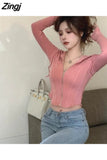 Hat Hoodies Women Korean Style Solid Zip-up Ladies All-match Slim Classic Popular Design Stylish Streetwear Sexy Hooded