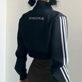 Side Stripe Zip Up Cropped JacketOutfit