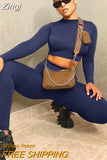 Women Two Pieces Set Fall Autumn Yoga Suit Sets Long Sleeve T-shirt Crop Tops High Waist Leggings Gym Workout