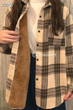 Thick Women Plaid Shirts Korean Winter Warm Fleece Button Up Tops Vintage Turn Down Collar Loose Casual Woolen Female