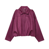 New Fashion Temperament Imitation Leather Effect Bomber Jacket