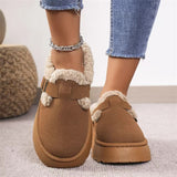 New Fashion Autumn And Winter Thick-Soled Plush Buckle Warm Cotton Slippers Casual Large Size Women's