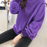 Womens 4XL Patchwork Thick Aesthetic Harajuku Loose Turtleneck Women Street Style Trendy Korean Fashion Simple