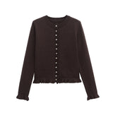 Women's Autumn And Winter New Laminated Wooden Ear Knitted Shirt