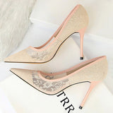 Shoes Mesh Hollow Lace Woman Pumps 2022 Spring Women Heels Sexy Party Shoes Thin Stiletto Heels Women Shoes 6